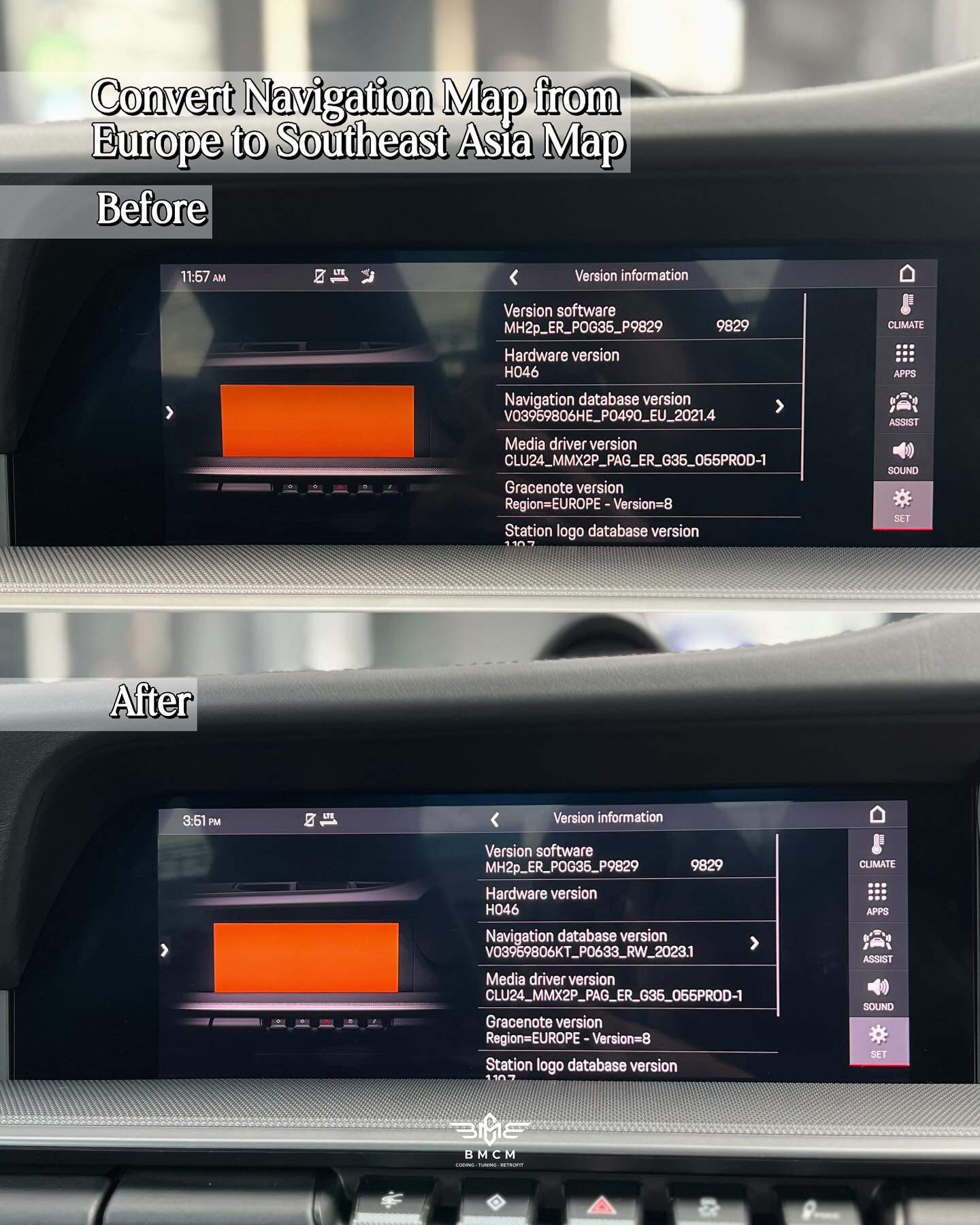 Porsche PCM 5 Europe Navigation Conversion Coding